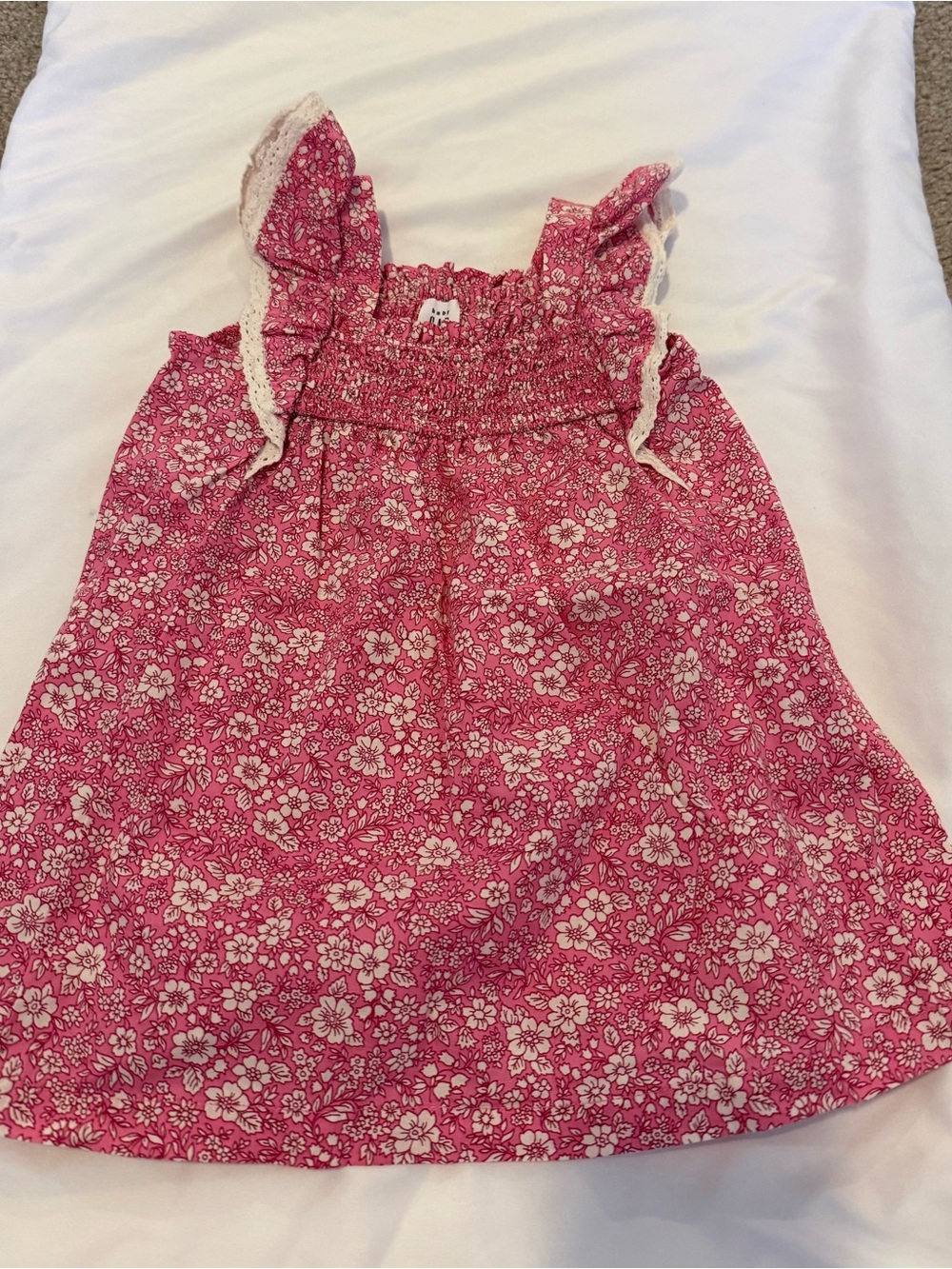 Baby Gap Pink Floral Sundress for Girls with Lace Trim 12-18 Months